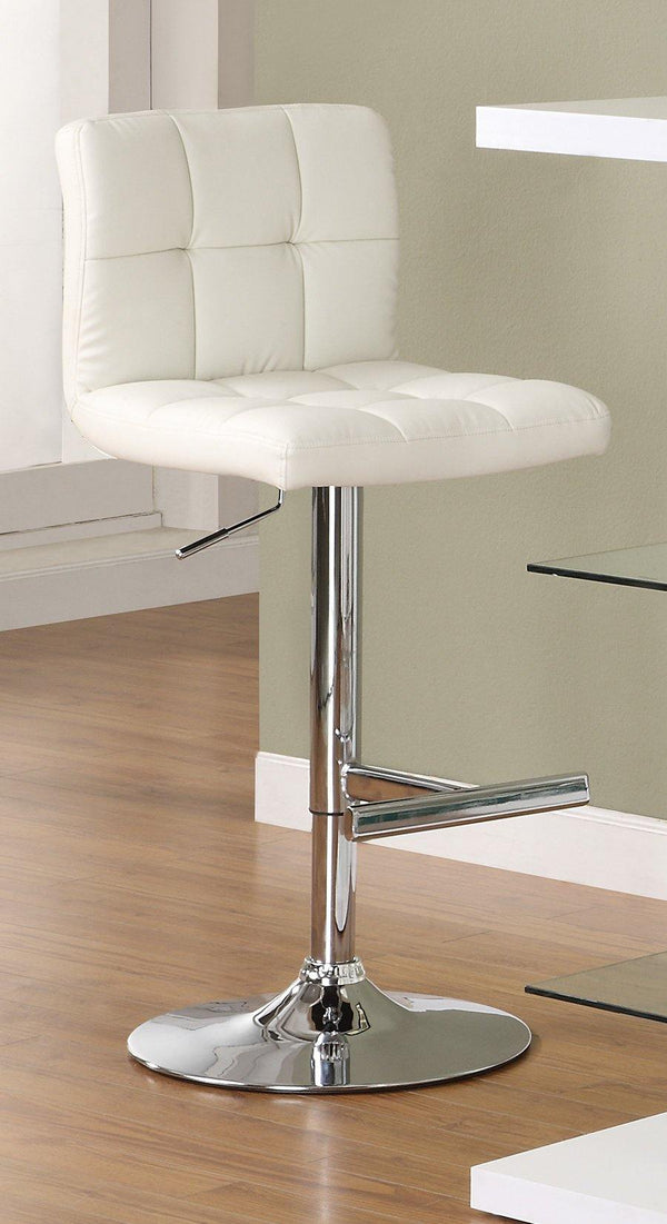 Rec room/bar stools: height adjustable 120356 White Contemporary adjustable bar stool By coaster - sofafair.com