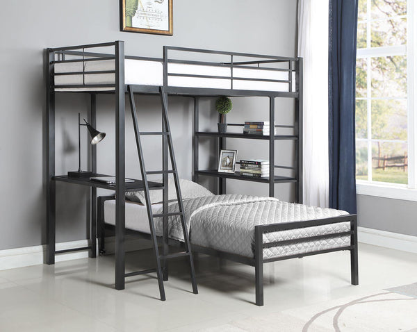 Hadley workstation loft bed 400962 metal twin bed By coaster - sofafair.com