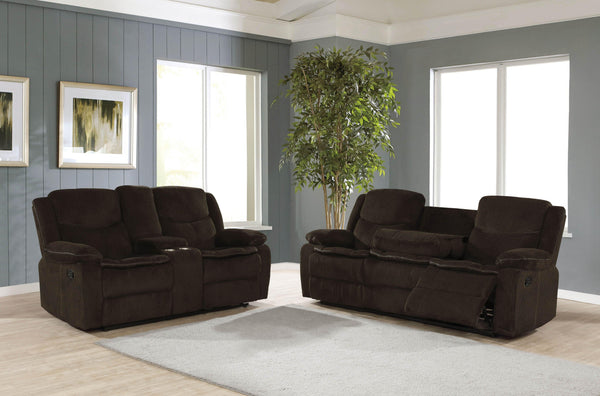 2 pc two pieces set 610251-S2 Brown fabric motion living room sets By coaster - sofafair.com