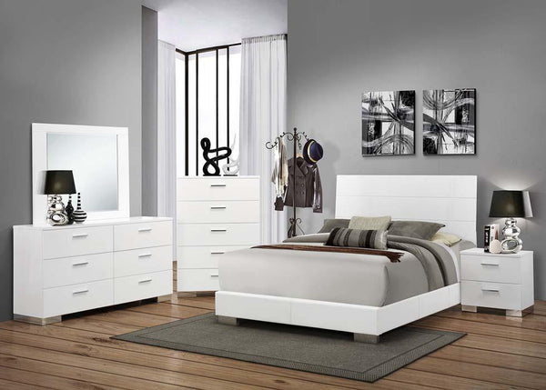 Felicity 203501 Glossy white Contemporary queen bed By coaster - sofafair.com