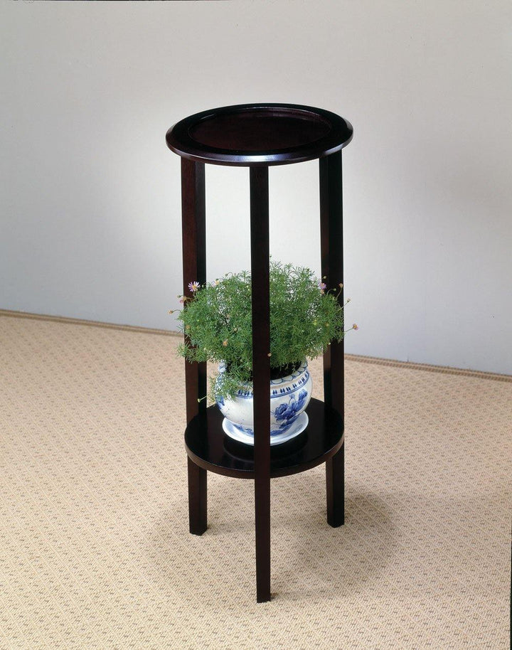 Transitional round espresso plant stand 900936 Espresso Transitional accent table By coaster - sofafair.com