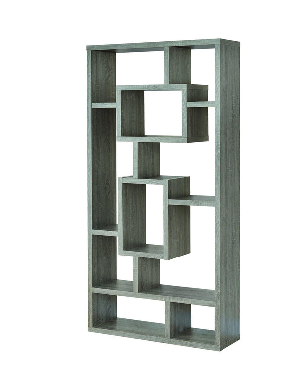 Home office : bookcases 800512 Weathered grey Rustic Bookcase1 By coaster - sofafair.com