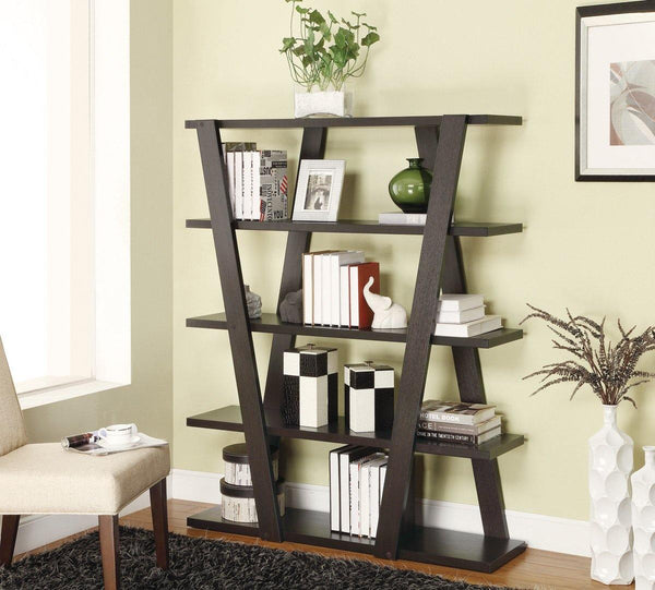 Home office : bookcases 800318 Cappuccino Casual Contemporary Bookcase1 By coaster - sofafair.com