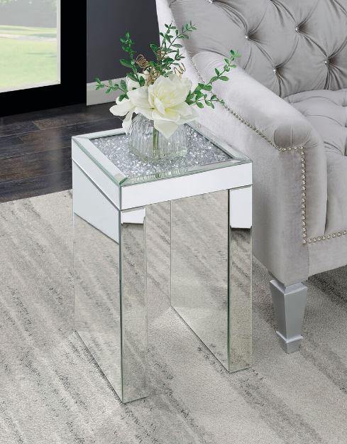 Contemporary mirrored side table 930207 Silver Accent Cabinet1 By coaster - sofafair.com