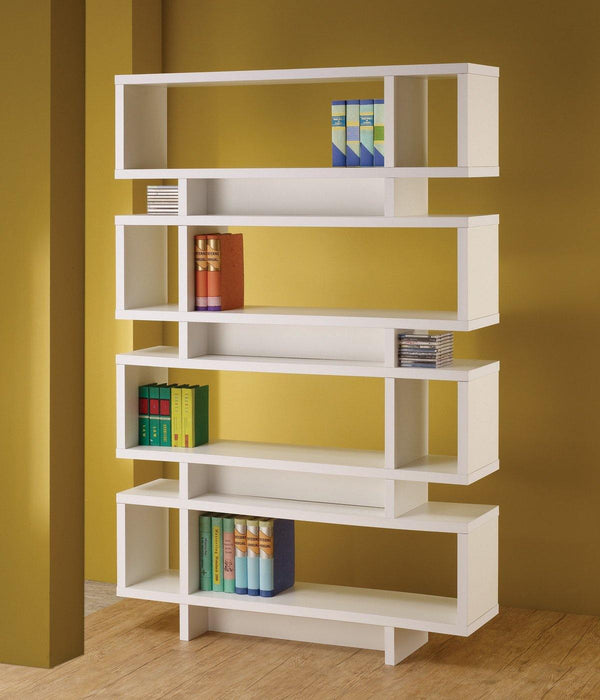 Home office : bookcases 800308 White Contemporary Bookcase1 By coaster - sofafair.com