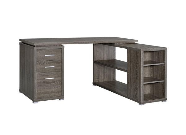 Yvette 800518 Weathered grey Casual l-shape desk By coaster - sofafair.com