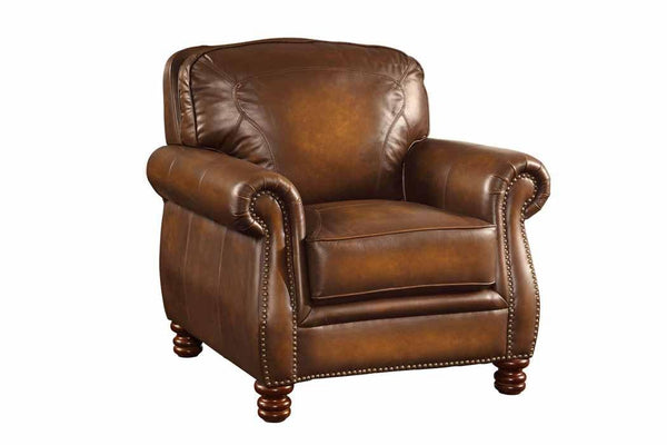 Montbrook 503983 Hand rubbed brown leather Chair1 By coaster - sofafair.com