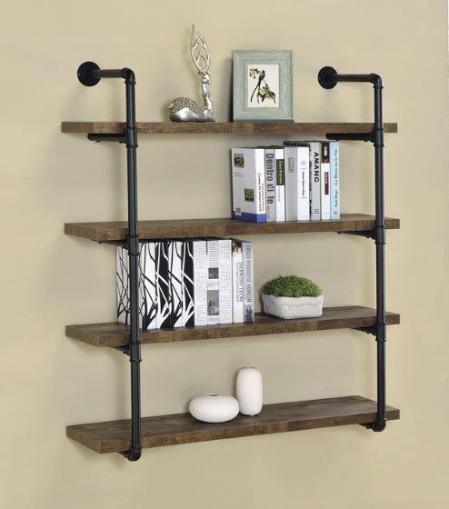 Home office : bookcases 804417 Rustic oak Industrial wall shelf By coaster - sofafair.com