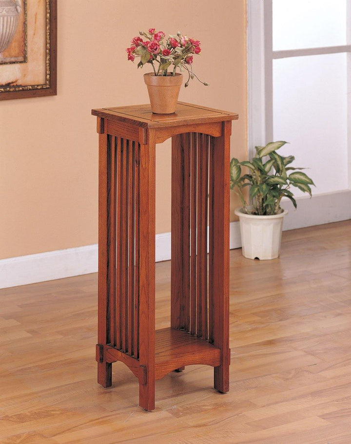 Mission traditional oak plant stand 4040 Warm brown Traditional accent table By coaster - sofafair.com