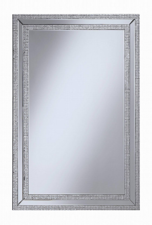 Contemporary silver wall mirror 960091 Silver Mirror1 By coaster - sofafair.com