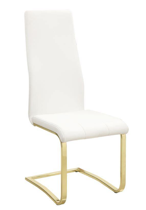 Chanel modern white and rustic brass side chair 190512 White metal Dining Chair1 By coaster - sofafair.com