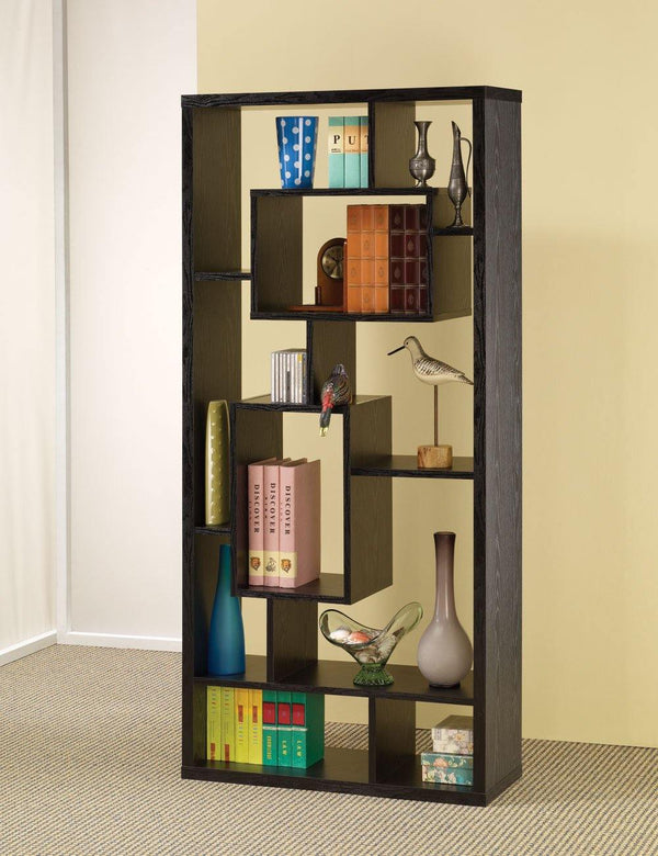 Home office : bookcases 800262 Black oak Casual Bookcase1 By coaster - sofafair.com