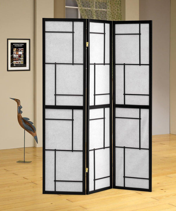 900102 White Contemporary Contemporary black three-panel screen By coaster - sofafair.com