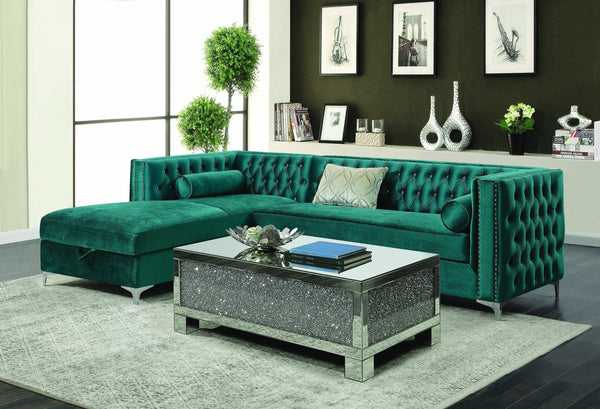 Bellaire contemporary teal and chrome sectional 508380 Teal Sectional1 By coaster - sofafair.com