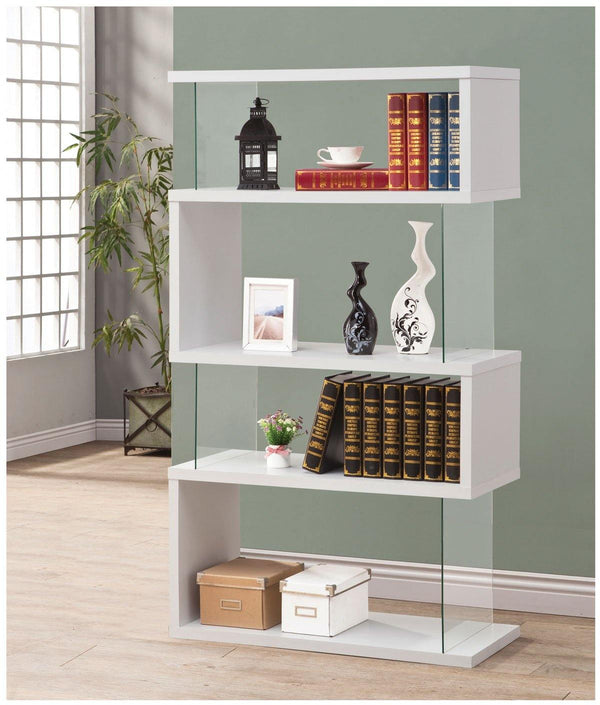 Home office : bookcases 800300 White Contemporary Bookcase1 By coaster - sofafair.com