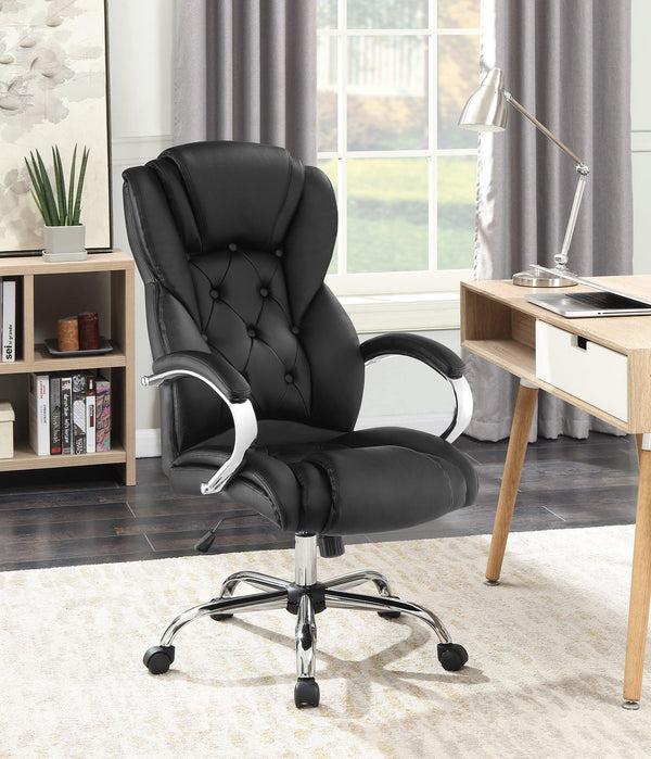 Home office : chairs 800879 Black Transitional leatherette office chair By coaster - sofafair.com