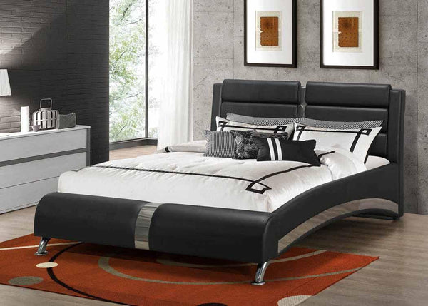 Jeremaine upholstered bed 300350 Black Contemporary queen bed By coaster - sofafair.com