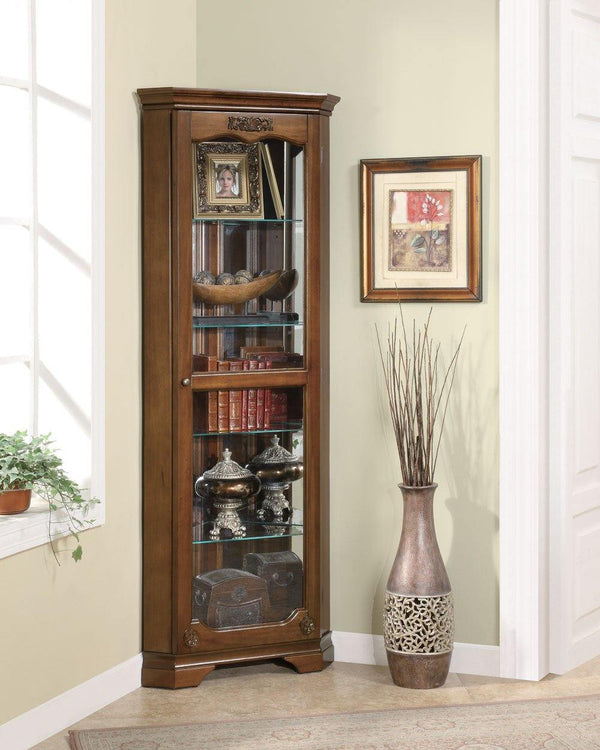 950195 Traditional Traditional golden brown curio cabinet By coaster - sofafair.com