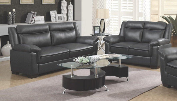 Arabella brown faux leather two-piece living room two pieces set 506591-S2 2 pc set By coaster - sofafair.com