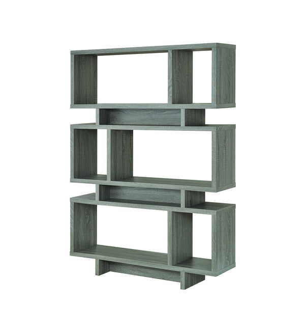 Home office : bookcases 800554 Weathered grey Rustic Bookcase1 By coaster - sofafair.com