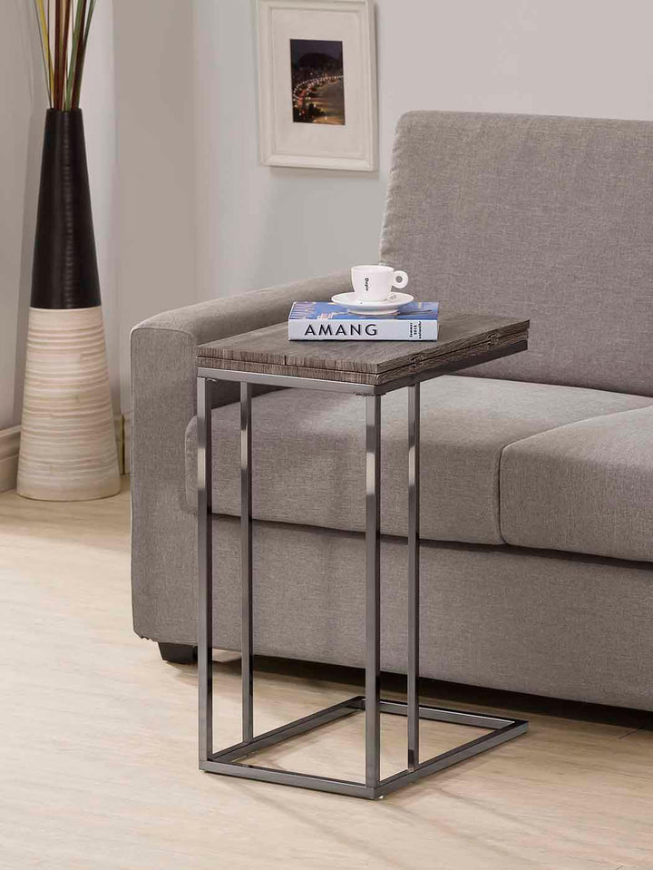 Transitional black nickel snack table 902864 Weathered grey metal accent table By coaster - sofafair.com