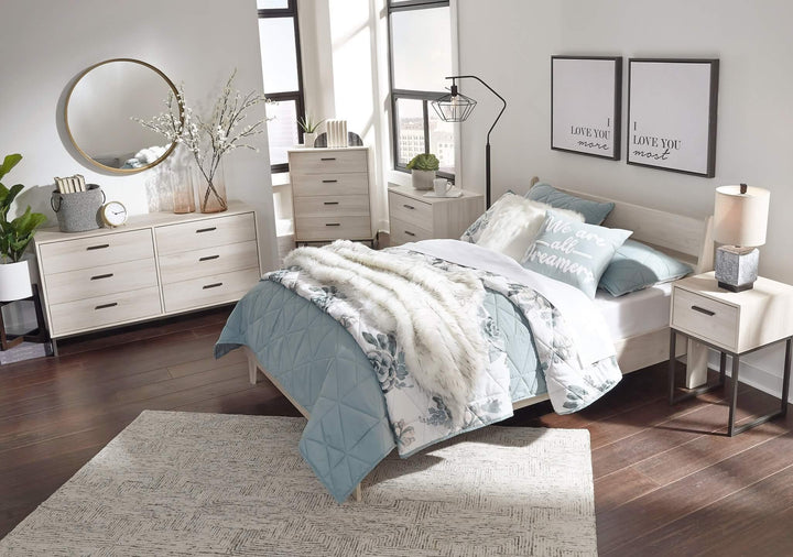 Socalle Full Panel Platform Bed EB1864B2 Natural Contemporary Youth Beds By Ashley - sofafair.com