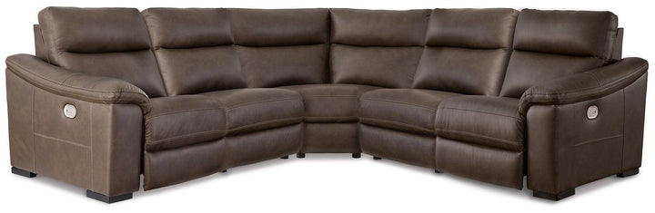 Salvatore 5-Piece Power Reclining Sectional U26301S6 Brown/Beige Contemporary Motion Sectionals By Ashley - sofafair.com