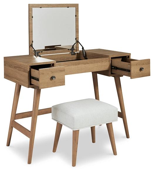 B060-22 White Contemporary Thadamere Vanity with Stool By Ashley - sofafair.com
