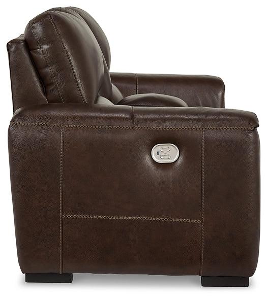 Alessandro Power Reclining Loveseat with Console U2550218 Brown/Beige Contemporary Motion Upholstery By Ashley - sofafair.com