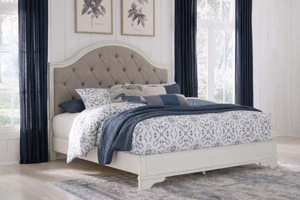 Brollyn King Upholstered Panel Bed B773B4 White Traditional Master Beds By Ashley - sofafair.com