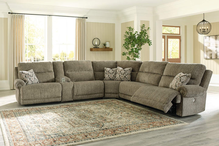 Lubec 6-Piece Power Reclining Sectional 85407S3 Brown/Beige Contemporary Motion Sectionals By AFI - sofafair.com