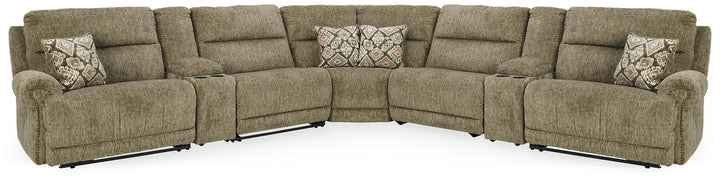 Lubec 7-Piece Power Reclining Sectional 85407S7 Brown/Beige Contemporary Motion Sectionals By Ashley - sofafair.com