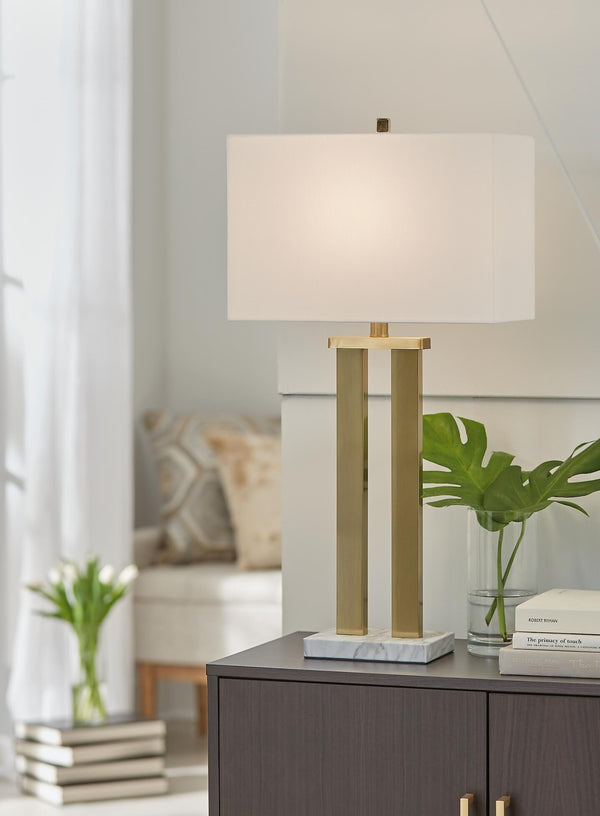 Coopermen Table Lamp (Set of 2) L204534 White Contemporary Table Lamp Pair By Ashley - sofafair.com