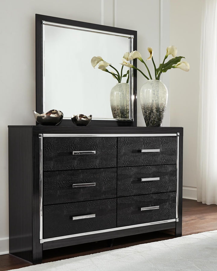 Kaydell Queen Upholstered Panel Storage Bed, Dresser, Mirror and 2 Nightstands B1420B27 Black/Gray Contemporary Bedroom Package By AFI - sofafair.com