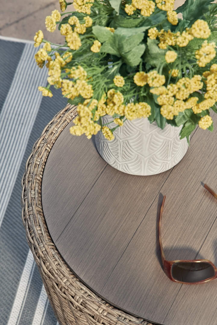 P505-706 Brown/Beige Casual Danson Outdoor End Table By Ashley - sofafair.com