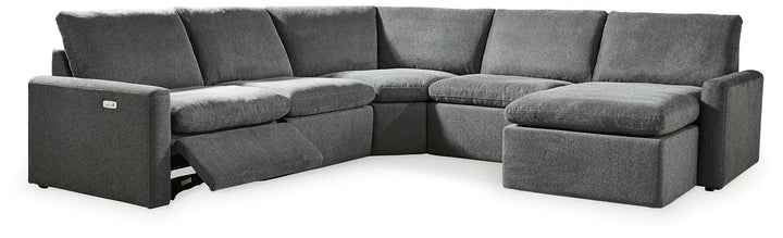 Hartsdale 5-Piece Power Reclining Sectional with Chaise 60508S4 Black/Gray Contemporary Motion Sectionals By Ashley - sofafair.com