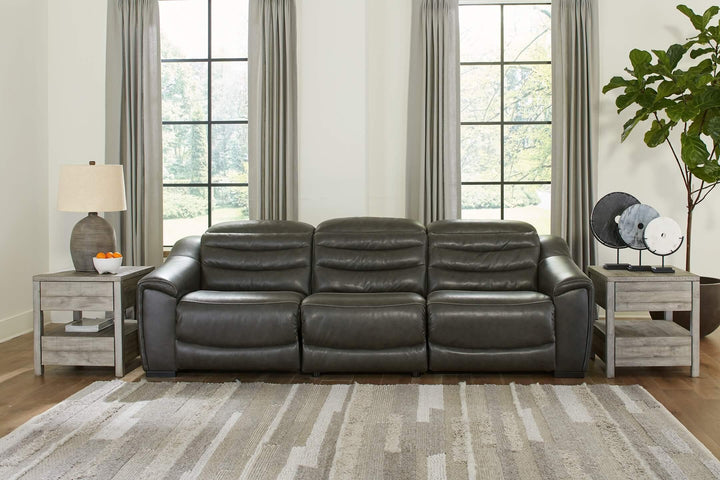 Center Line 3-Piece Power Reclining Sectional U63404S5 Black/Gray Contemporary Motion Sectionals By Ashley - sofafair.com