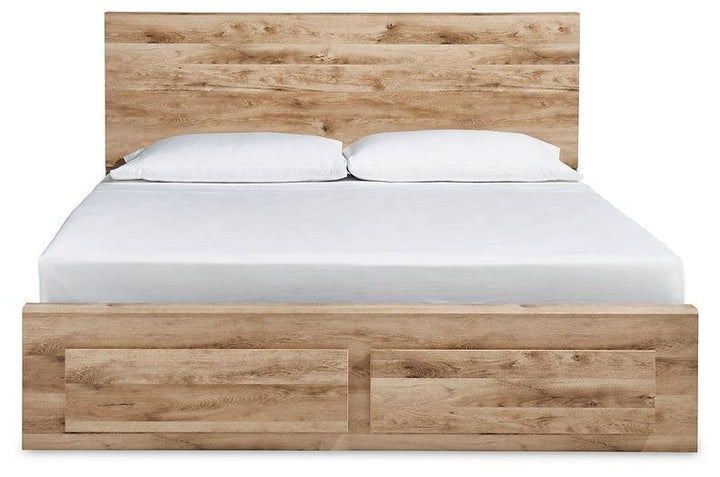 Hyanna Queen Panel Storage Bed B1050B4 Brown/Beige Contemporary Master Beds By Ashley - sofafair.com