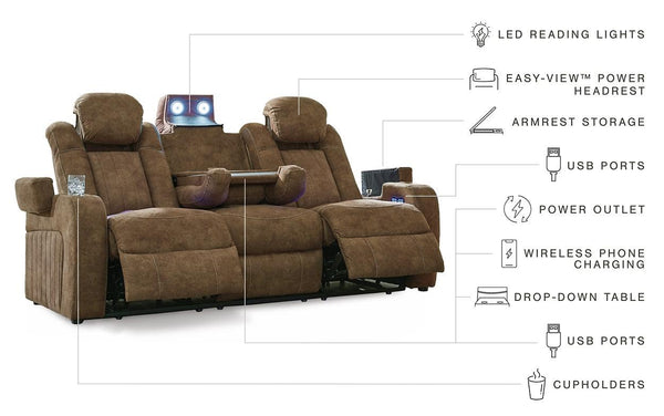 Wolfridge Power Reclining Sofa 6070315 Brown/Beige Contemporary Motion Upholstery By AFI - sofafair.com