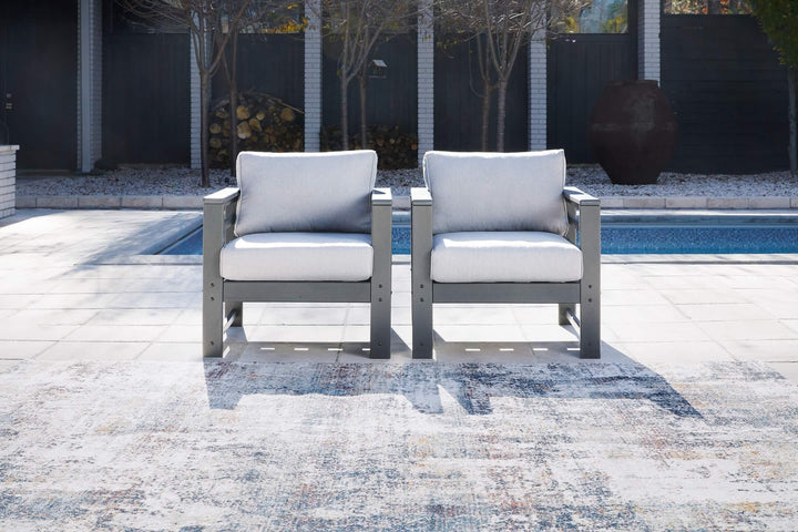 Amora Outdoor Lounge Chair with Cushion (Set of 2) P417-820 Black/Gray Casual Outdoor Seating By Ashley - sofafair.com