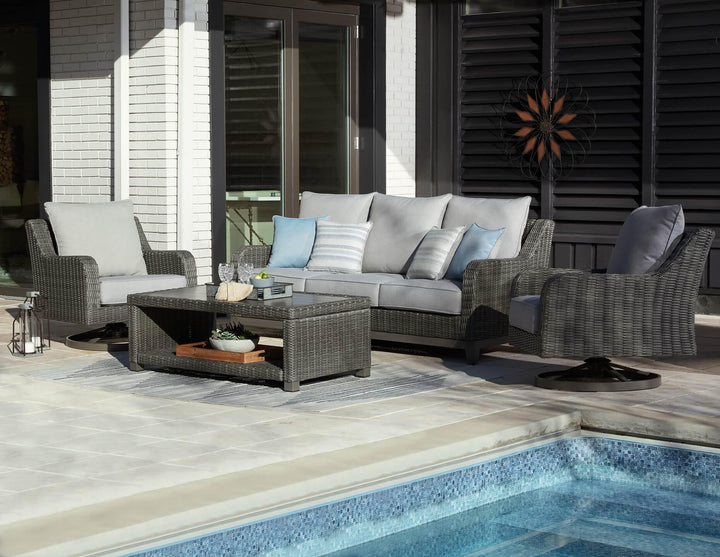 Elite Park Outdoor Sofa, 2 Lounge Chairs and Coffee Table P518P2 Black/Gray Casual Outdoor Package By Ashley - sofafair.com