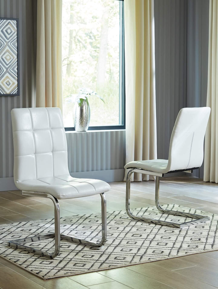 D275-02X4 White Contemporary Madanere Dining Chair (Set of 4) By Ashley - sofafair.com