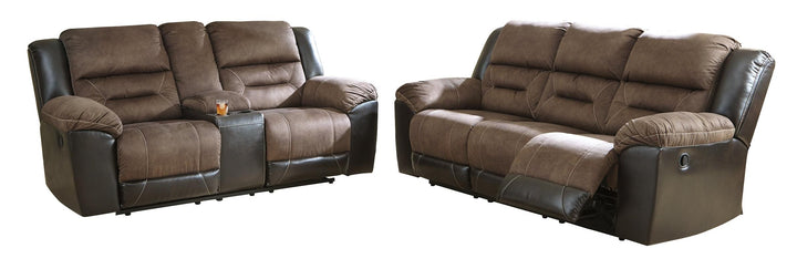 Earhart Reclining Sofa and Loveseat 29101U1 Chestnut Contemporary Motion Upholstery Package By AFI - sofafair.com