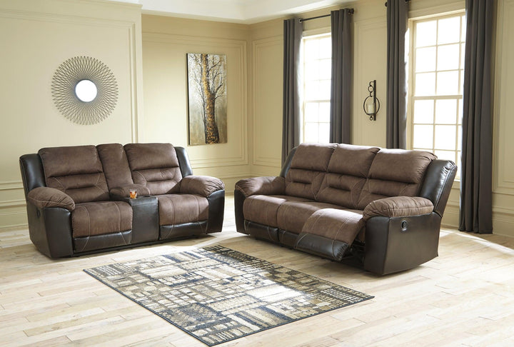 Earhart Reclining Sofa and Loveseat 29101U1 Chestnut Contemporary Motion Upholstery Package By AFI - sofafair.com