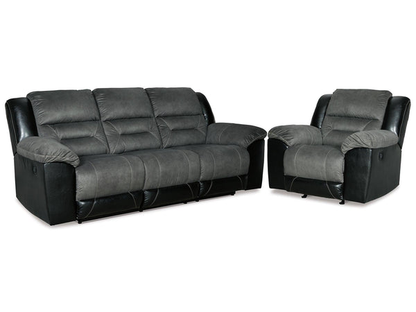 Earhart Reclining Sofa and Recliner 29102U2 Slate Contemporary Stationary Upholstery Package By AFI - sofafair.com