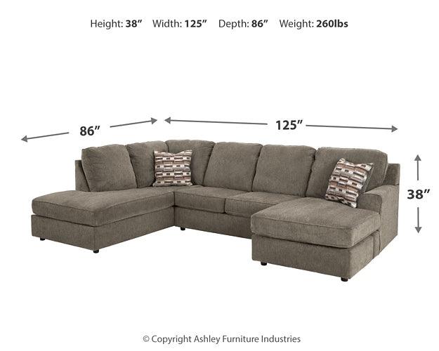 OPhannon 2Piece Sectional with Chaise 29402S2 Putty Contemporary Stationary Sectionals By AFI - sofafair.com