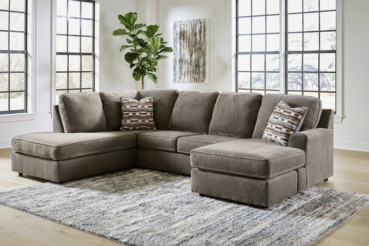 OPhannon 2Piece Sectional with Chaise 29402S2 Putty Contemporary Stationary Sectionals By AFI - sofafair.com