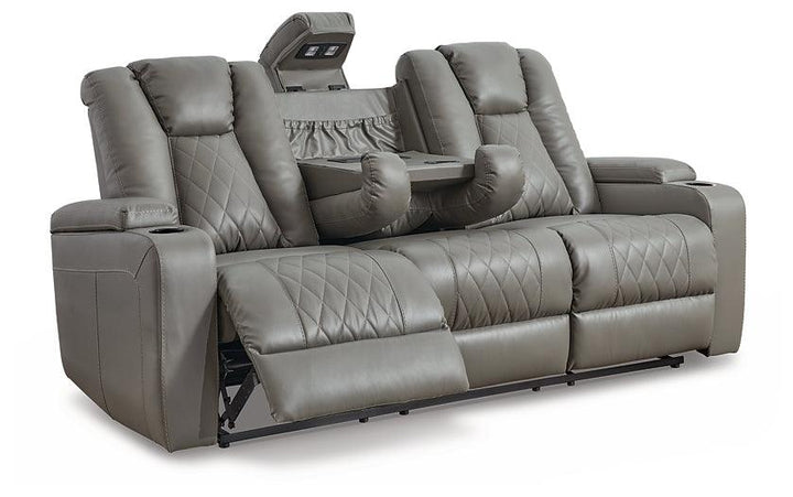 Mancin Reclining Sofa with Drop Down Table 2970289 Gray Contemporary Motion Upholstery By AFI - sofafair.com