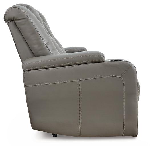 Mancin Reclining Sofa with Drop Down Table 2970289 Gray Contemporary Motion Upholstery By AFI - sofafair.com