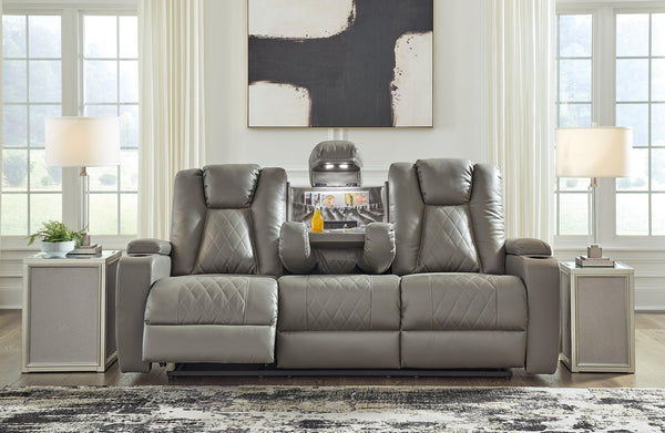 Mancin Reclining Sofa with Drop Down Table 2970289 Gray Contemporary Motion Upholstery By AFI - sofafair.com